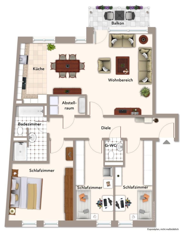 Immobilienangebot - Aachen - Alle - Platz für die ganze Familie: Geräumige 4-Zimmer-Wohnung mit Süd-Balkon am Westpark!