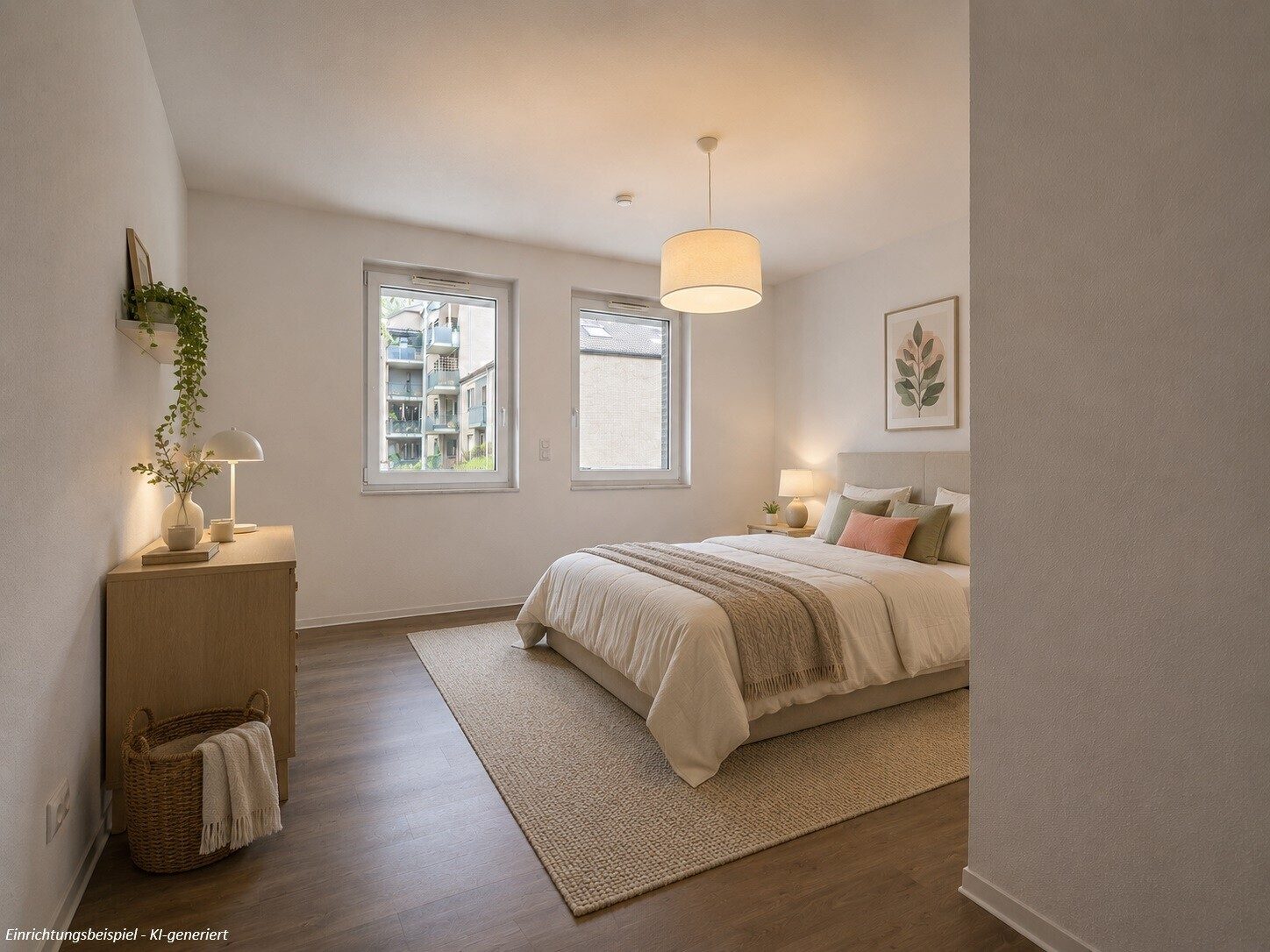 Einrichtungsbeispiel Schlafzimmer 3_KI generiert Immobilienangebot - Aachen - Alle - Bezugsfreie 4-Zimmer-Erdgeschosswohnung mit Terrasse – selbst einziehen oder attraktiv vermieten!