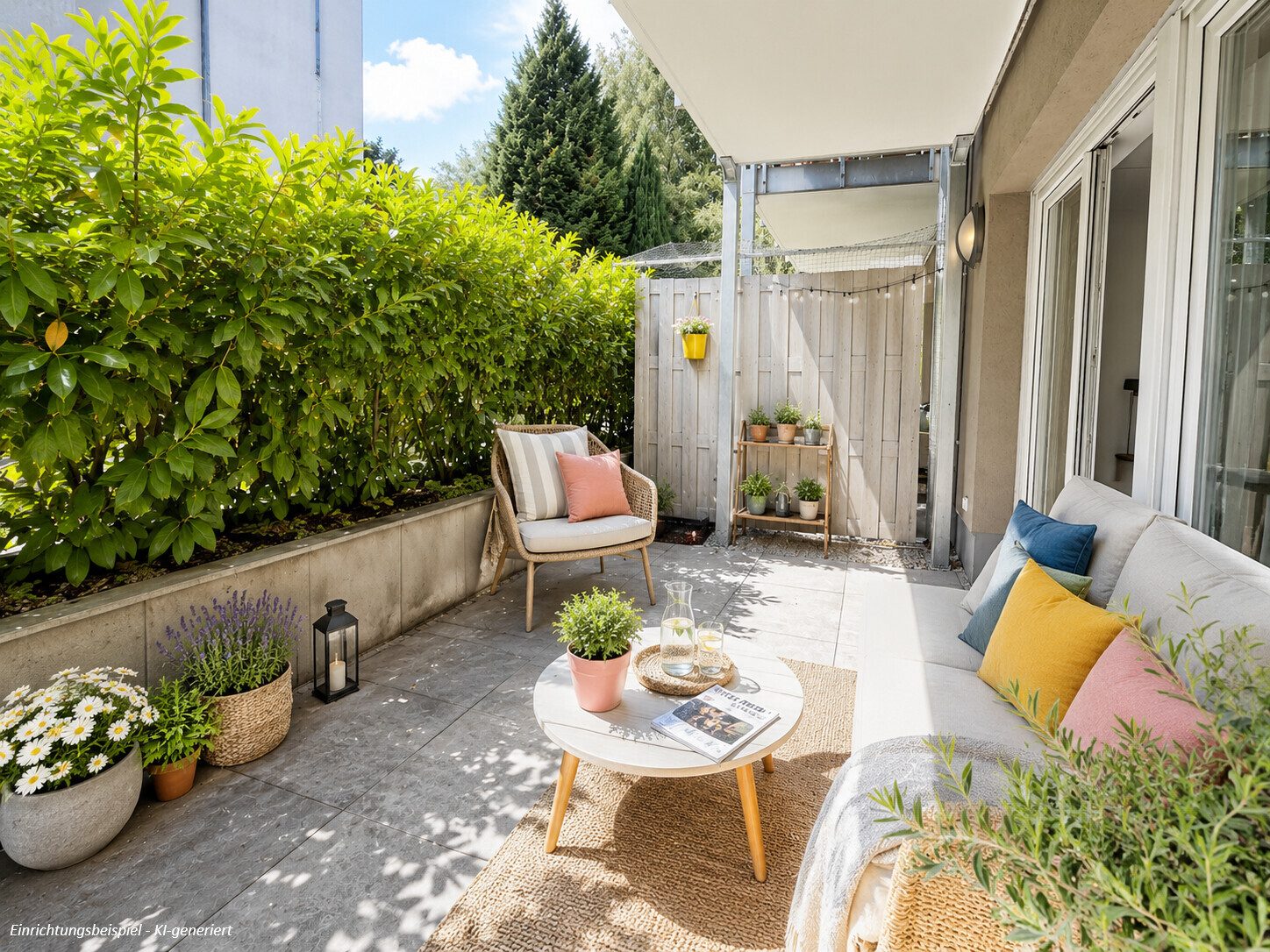 Einrichtungsbeispiel_Terrasse (3)_KI generiert Immobilienangebot - Aachen - Alle - Bezugsfreie 4-Zimmer-Erdgeschosswohnung mit Terrasse – selbst einziehen oder attraktiv vermieten!