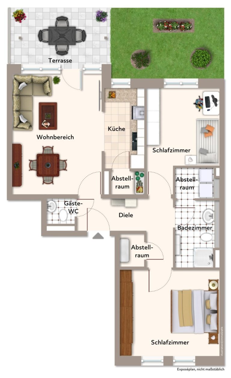 Immobilienangebot - Aachen - Alle - Helle 3-Zimmer-Erdgeschosswohnung mit Terrasse in Aachen-West!