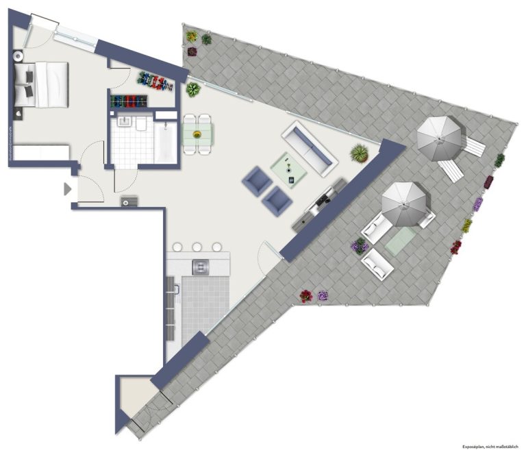 Immobilienangebot - Aachen - Alle - Exklusive 2-Zimmer-Penthousewohnung mit großzügiger Dachterrasse und Panoramablick über Aachen!