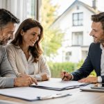 Ehepaar unterschreibt mit Immobilienberater den Vertrag z. B. für ein Hausverkauf in Aachen