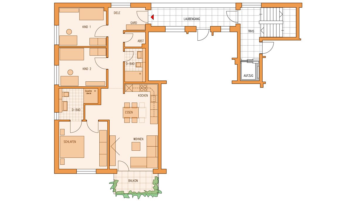 4-Zimmer_103qm Grundriss 4 Zimmer Wohnung mit 102qm