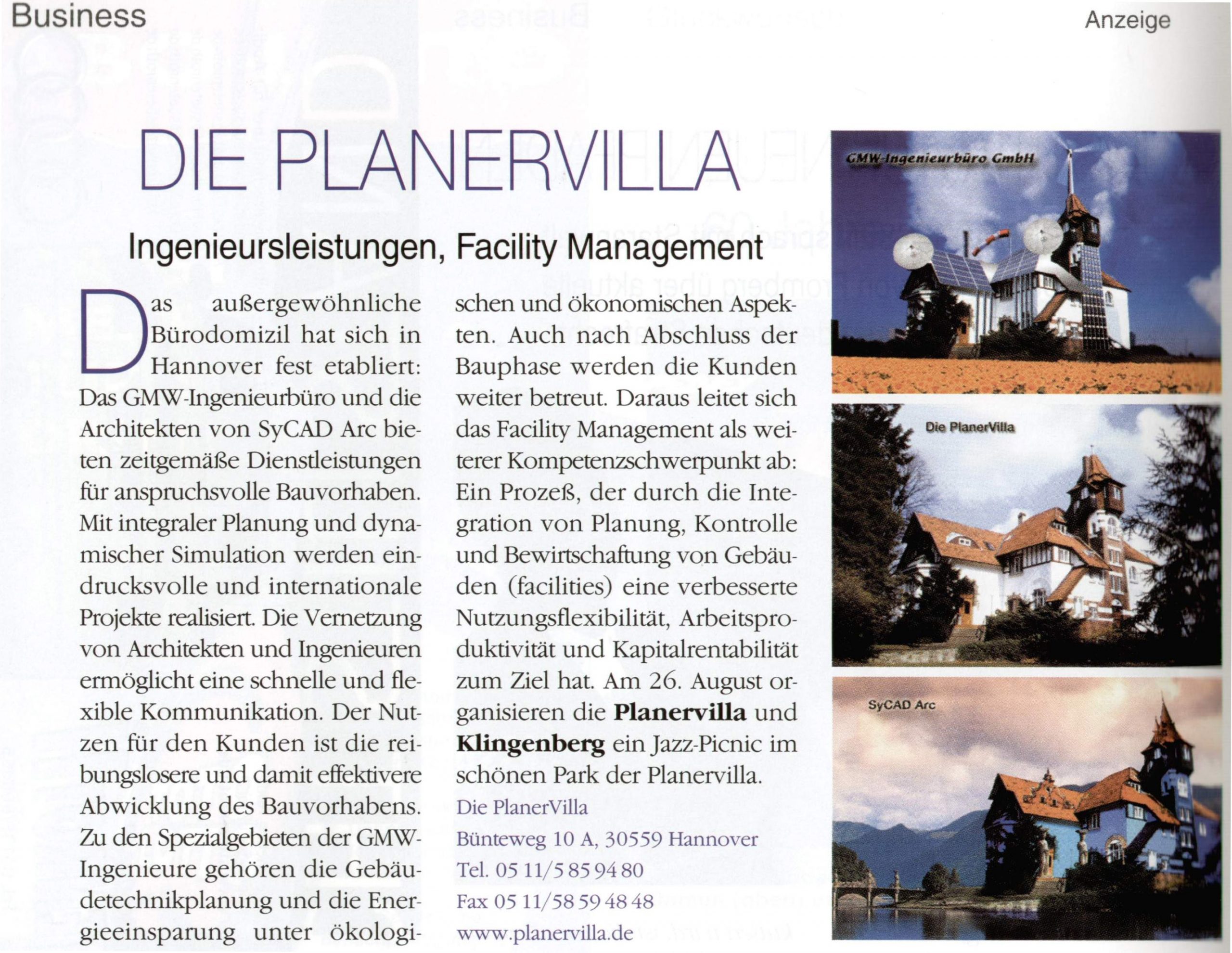 Die Planervilla - Ingenieursleistungen, Facility Management