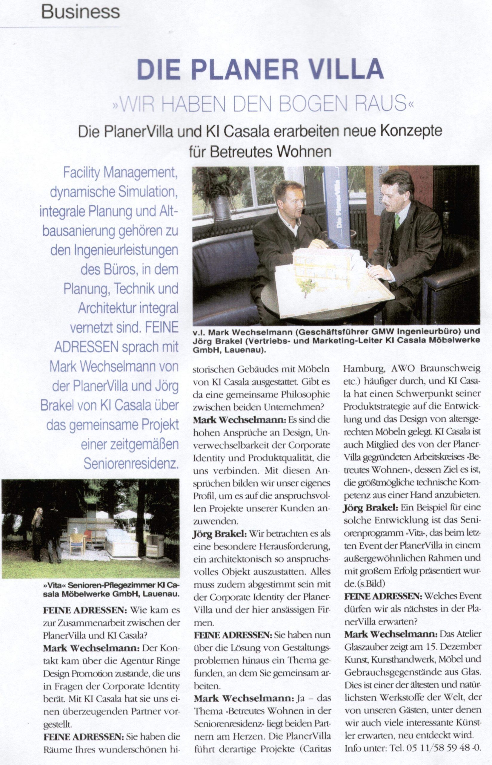Die PlanerVilla - "Wir haben den Bogen raus" - Zeitungsartikel