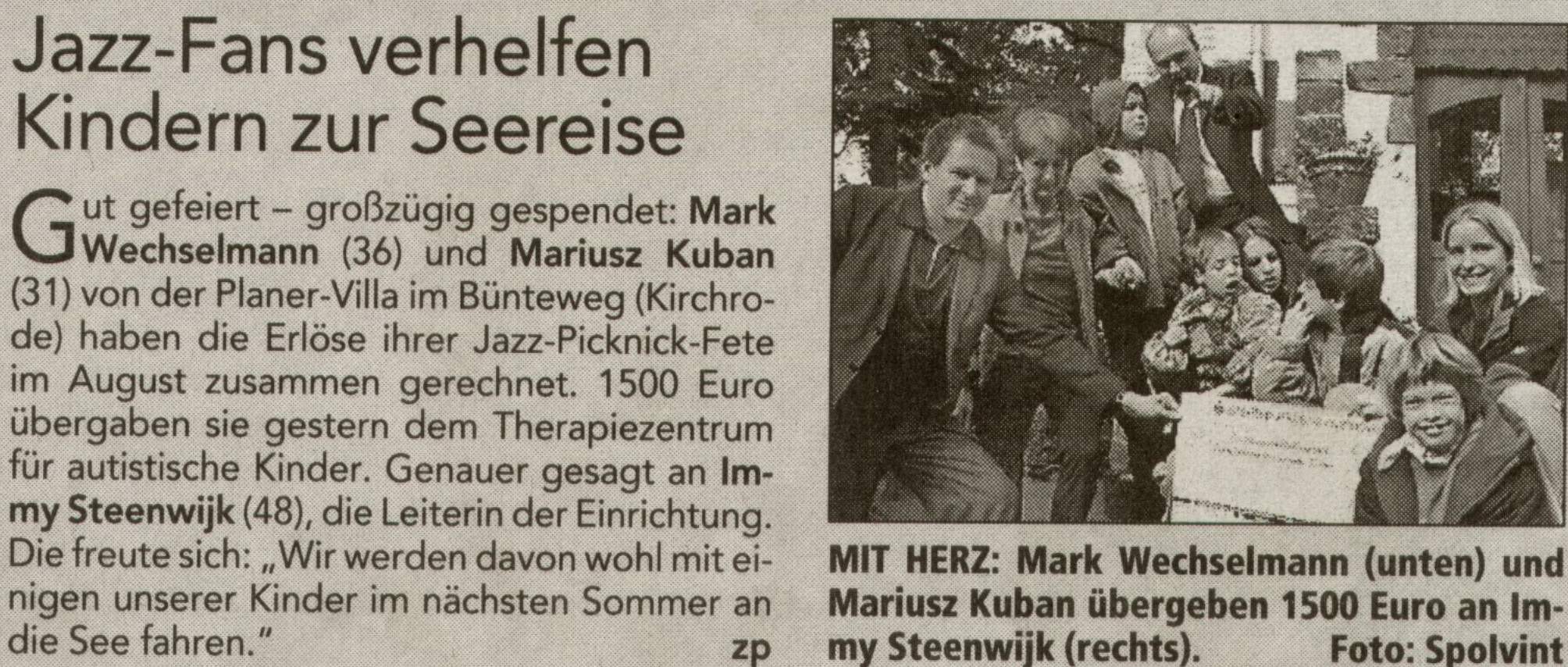 Jazz-Fans verhelfen Kindern zur Seereise