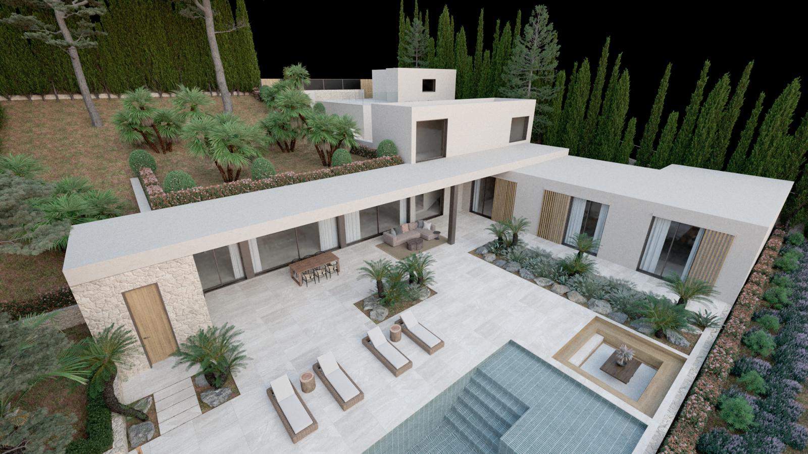 Immobilienangebot - Mallorca (Santa Ponsa) - Grundstücke - Designvilla-Projekt mit Lizenz auf 1.500 m² Grundstück in begehrter Lage von Santa Ponsa