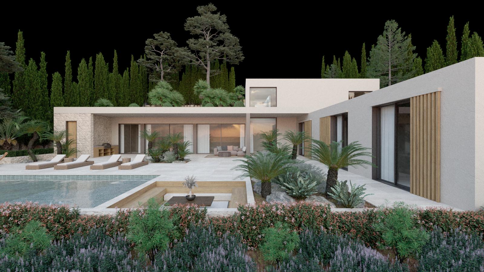Immobilienangebot - Mallorca (Santa Ponsa) - Grundstücke - Designvilla-Projekt mit Lizenz auf 1.500 m² Grundstück in begehrter Lage von Santa Ponsa