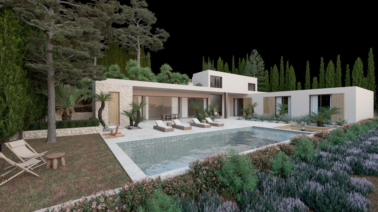 Immobilienangebot - Mallorca (Santa Ponsa) - Grundstücke - Designvilla-Projekt mit Lizenz auf 1.500 m² Grundstück in begehrter Lage von Santa Ponsa