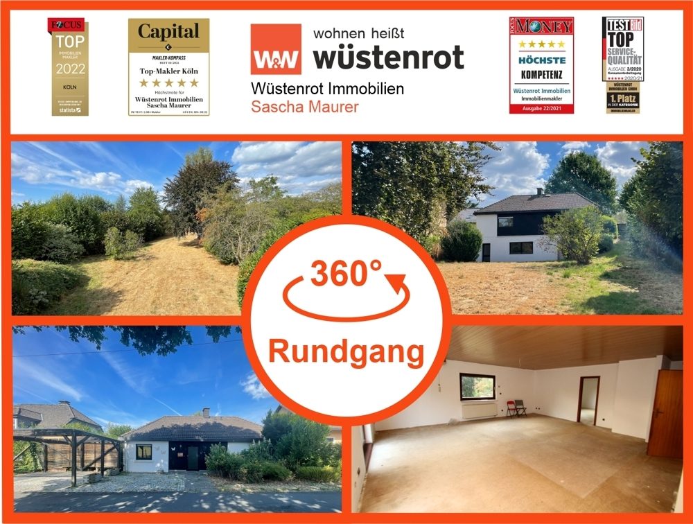 Immobilienangebot - Much-Eckhausen - Alle - Mit 3D Besichtigung: Bungalow mit Einliegerwohnung und großem Grundstück - irgendwann Baugrundstück?