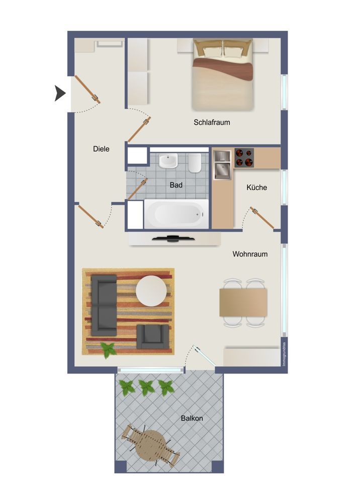 Immobilienangebot - Nagold - Alle - Zwei-Zimmer-Appartement inkl. Tiefgaragenplatz