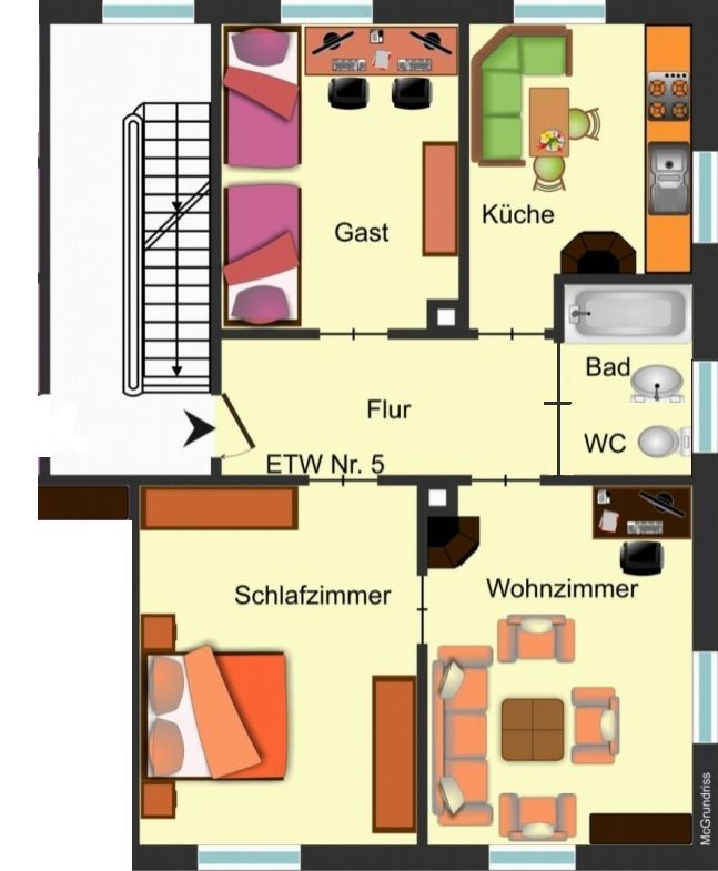 Immobilienangebot - Freudenstadt - Alle - Helle, renovierte 3-Zi.-Wohnung im 2. OG im Zentrum von FDS, frei ab 01.05.2023.