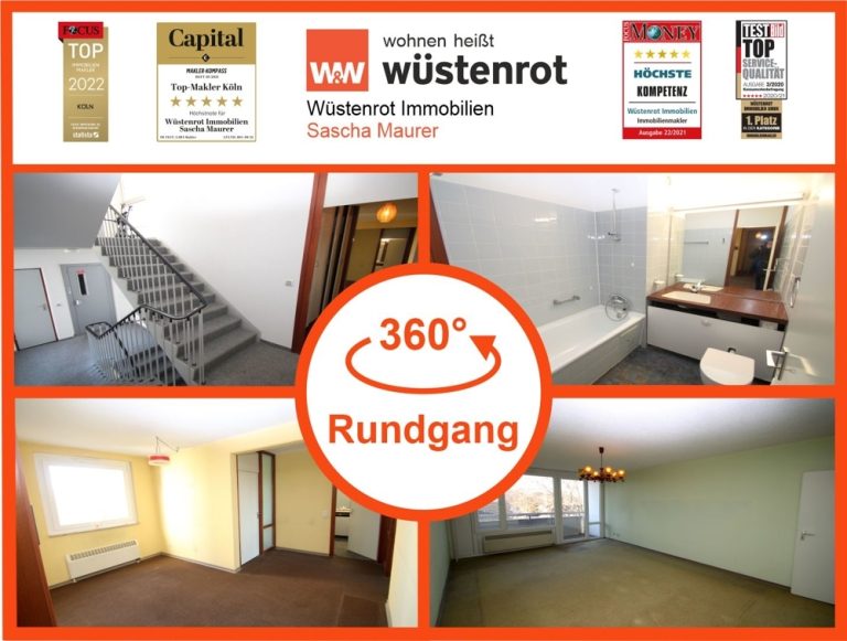 Immobilienangebot - Köln / Rodenkirchen - Alle - Mit 3D: Leerstehende, gut geschnittene 2-Zimmerwohnung mit Balkon. Kleine Welt ganz groß!