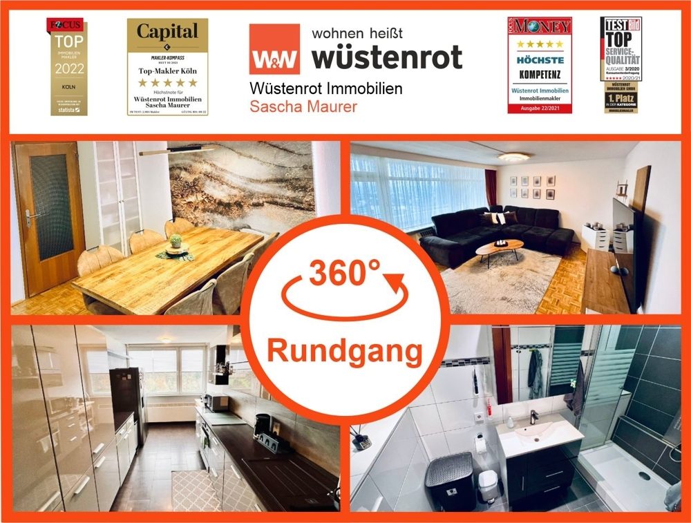 Immobilienangebot - Bergisch Gladbach - Alle - Gepflegte Eigentumswohnung mit  großem Südbalkon -
ideal für Paare oder kleine Familien.