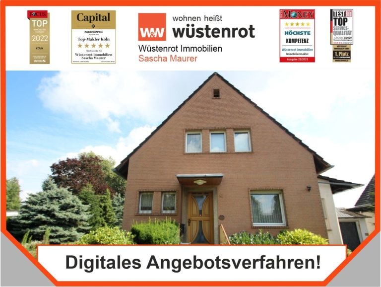 Immobilienangebot - Köln - Alle - Digitales Angebotsverfahren: Startpreis 229.000 €-Freistehendes Einfamilienhaus a. großem Grundstück