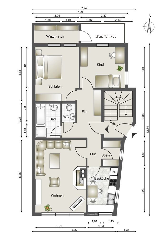 Immobilienangebot - Gaildorf - Alle - 3 Zimmer-Wohnung in der Innenstadt von Gaildorf
