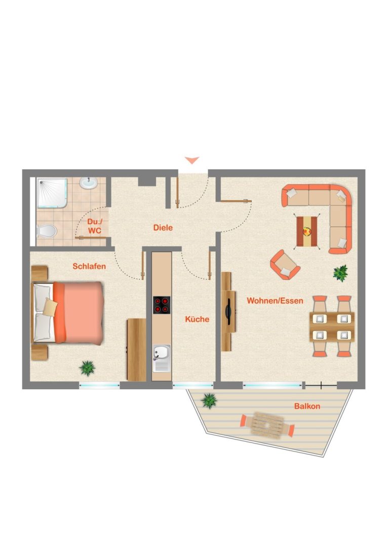 Immobilienangebot - Remscheid - Alle - xxx Freie und  Seniorengerechte 2 Zi.  ETW mit Balkon, in der Remscheider-Innenstadt xxx