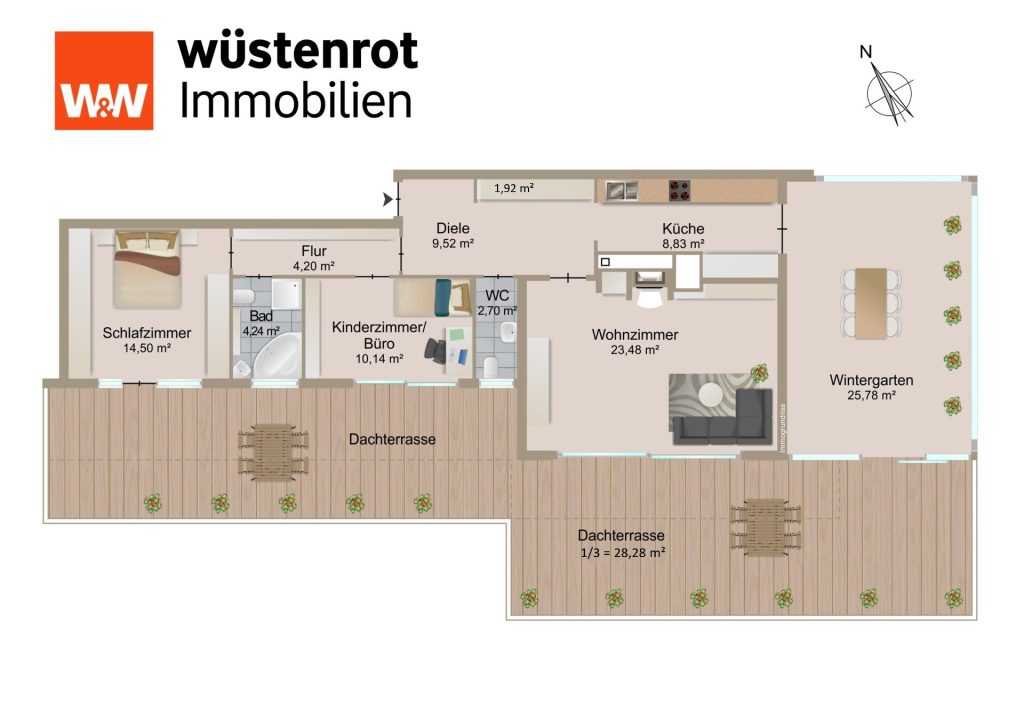Immobilienangebot - München - Alle - Außergewöhnliche Dachterrassenwohnung mit Wintergarten in Solln