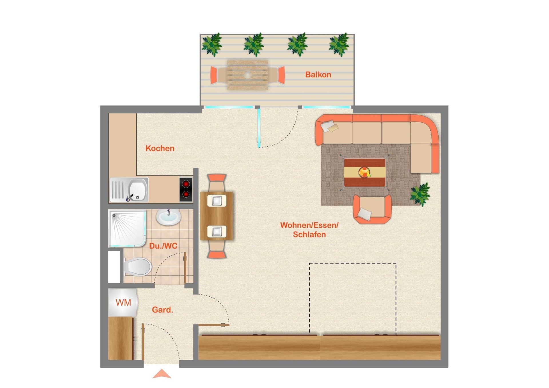 Immobilienangebot - Achern - Alle - GUTE KAPITALANLAGE IN ACHERN: 1-Zimmer-Wohnung mit Stellplatz und Kellerraum