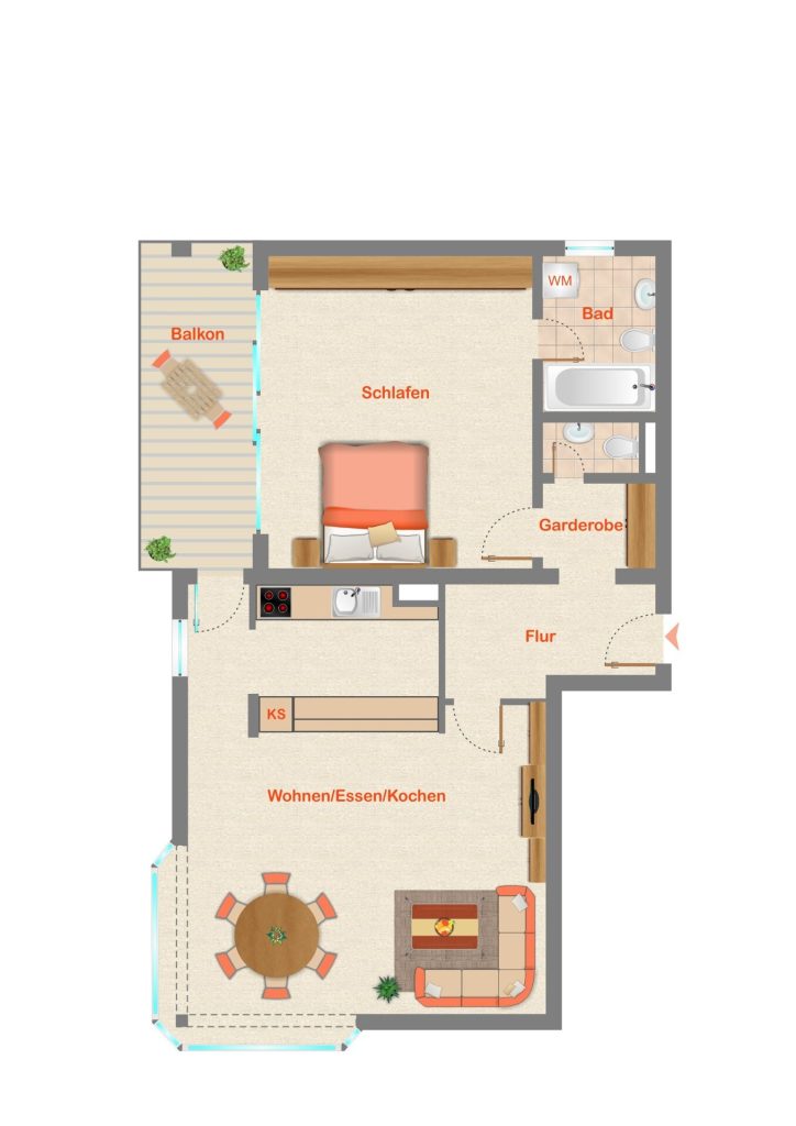 Immobilienangebot - Achern - Alle - TOP KAPITALANLAGE: Gut geschnittene 2-Zimmerwohnung in Achern mit Stellplatz und Kellerraum