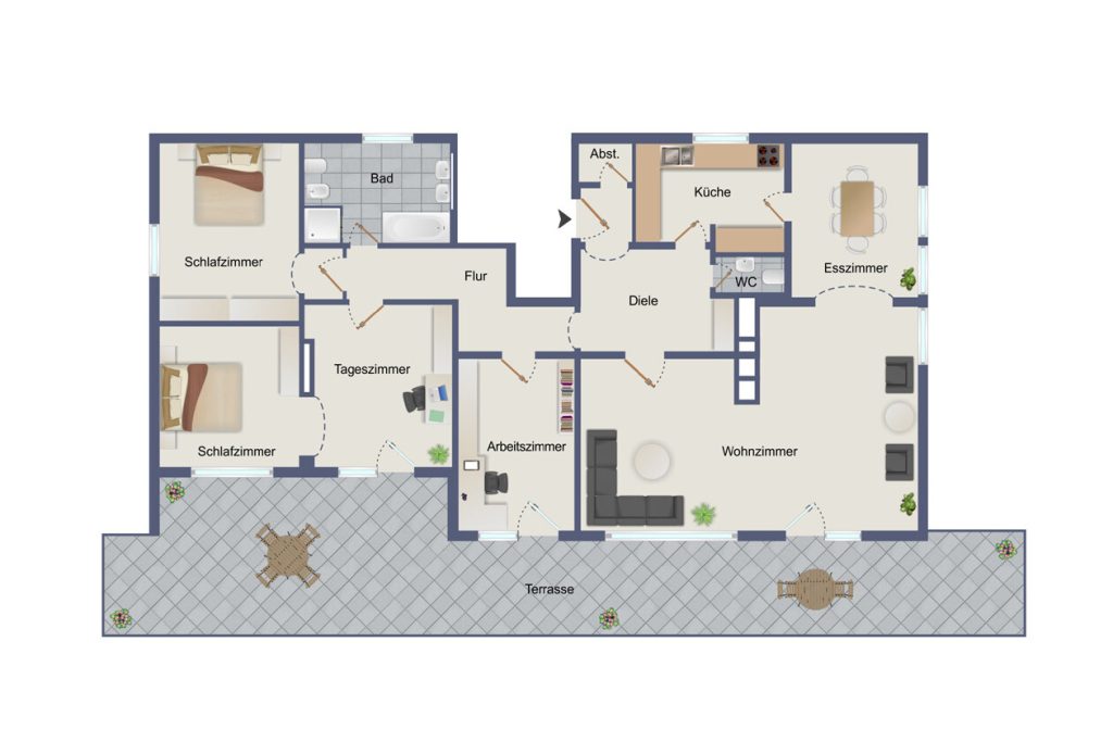Immobilienangebot - München - Alle - Großzügige Dachterassenwohnung mit 5 Zimmern in TOP Lage! 2 TG-Stellplätze und Aufzug vorhanden.
