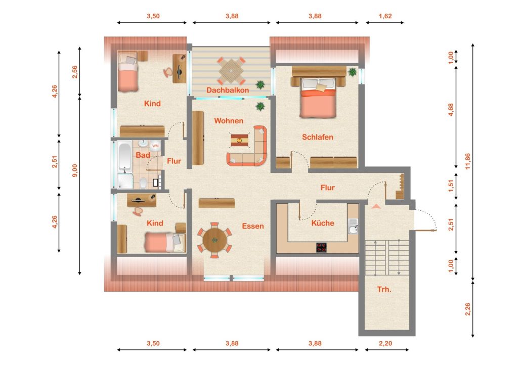 Immobilienangebot - Karlsruhe / Knielingen - Alle - 3,5 Zimmer DG-Wohnung mit Panoramablick