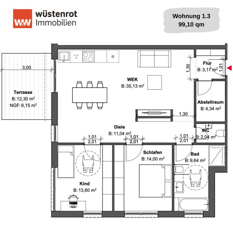 Immobilienangebot - Rüsselsheim / Bauschheim - Alle - Neubau-Projekt! Moderne 3-ZKB EG-Wohnung mit Terrasse in Bauschheim – hochwertig ausgestattet...