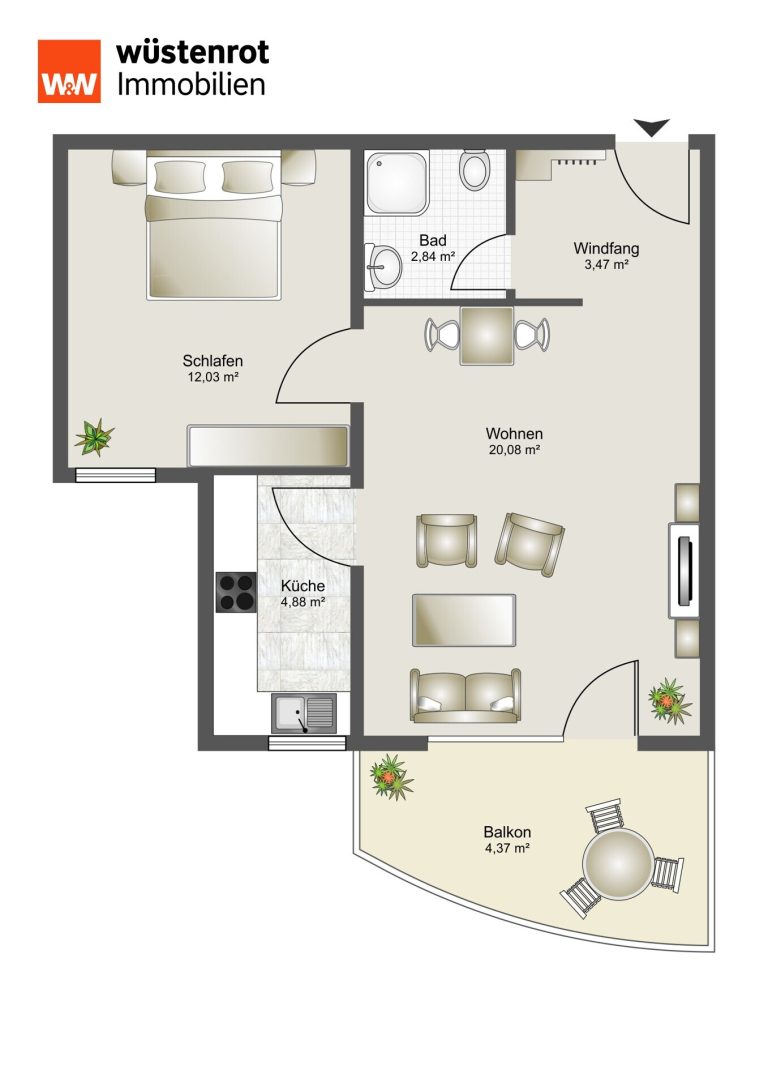 Immobilienangebot - Waldenburg - Alle - Sichere Kapitalanlage: Vermietete 2-Zimmer-Wohnung mit Südbalkon & TG-Stellplatz