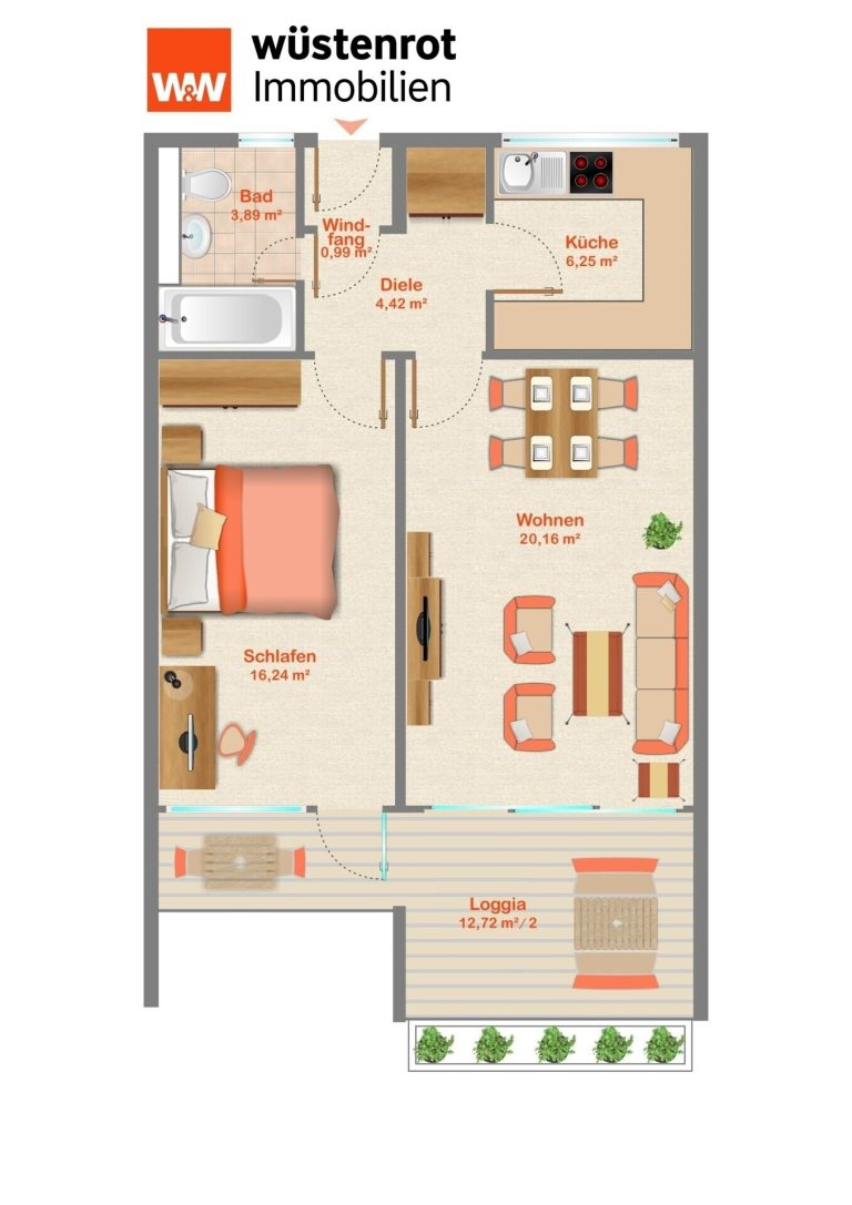 Immobilienangebot - Ottobrunn - Alle - Toll geschnittene 2-Zimmer-Wohnung mit großer Loggia