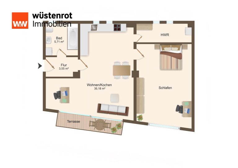 Immobilienangebot - Lüneburg - Alle - Ebenerdig mit Terrasse - ruhige, großzügige 2-Zimmerwohnung im Stadtzentrum