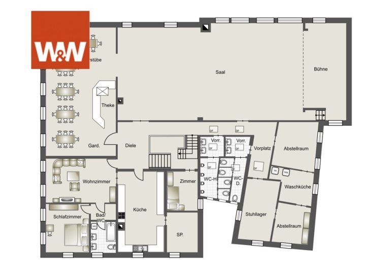 Immobilienangebot - Heuchlingen - Alle - Ehemalige Gaststätte mit Saal, Metzgerei, separatem EFH und weiteren Nebengebäuden zu verkaufen