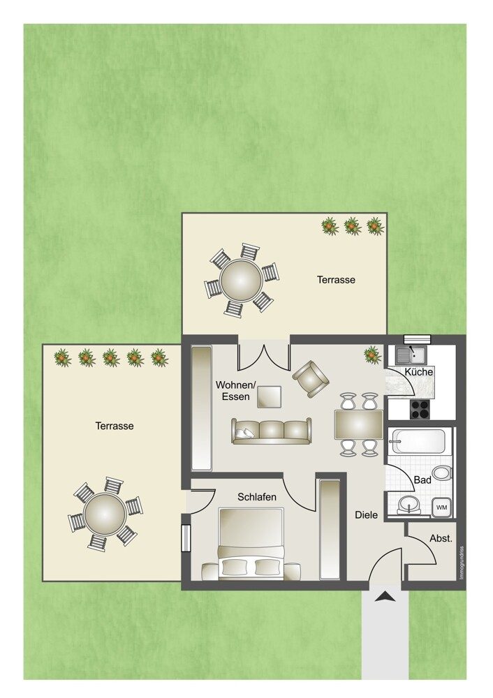 Immobilienangebot - Neckarsulm - Alle - Gut vermietete 2 Zimmer EG Wohnung mit separatem TG-Stellplatz