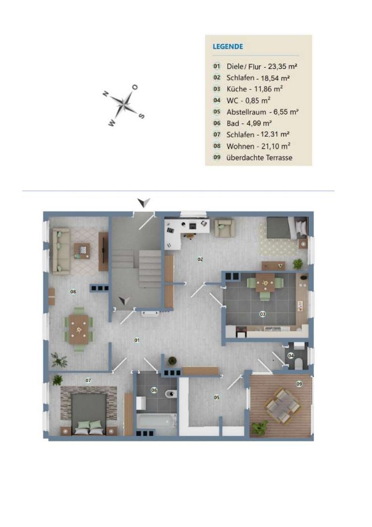 Immobilienangebot - Bremerhaven / Wulsdorf - Alle - Gepflegte 3,5-Zimmer-Wohnung mit überdachter Terrasse