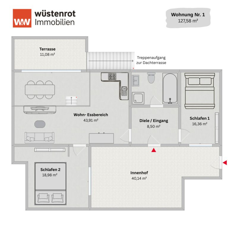 Immobilienangebot - Idstein - Alle - Wie ein eigenes Haus – Gesamter Anbau (BJ 2017) mit Dachterrasse & privatem Innenhof...