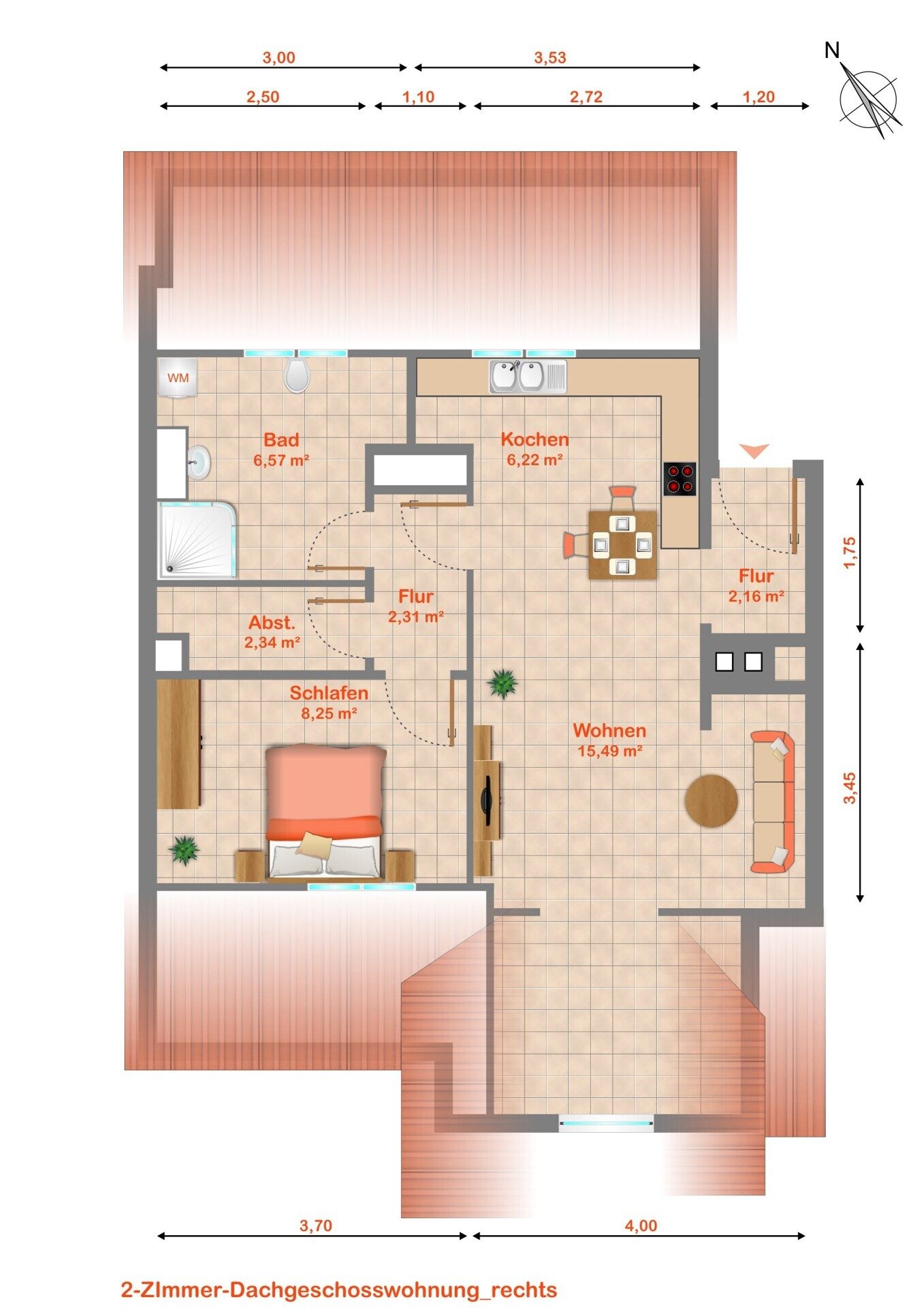 Immobilienangebot - Nürnberg - Alle - 2-Zimmer-Dachgeschosswohnung in Sündersbühl - Gemütlichkeit über den Dächern von Nürnberg
