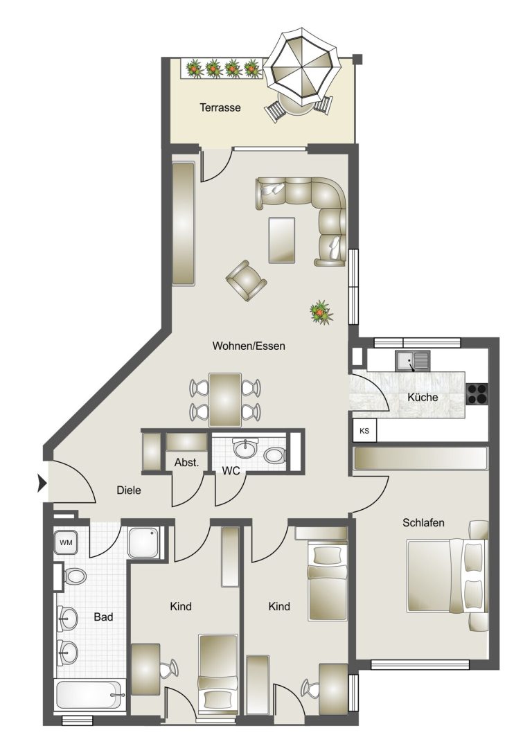 Immobilienangebot - Heilbronn - Alle - Wohlfühloase im beliebten HN-Osten – ideale 4-Zi.-EG ETW mit überdachter Terrasse