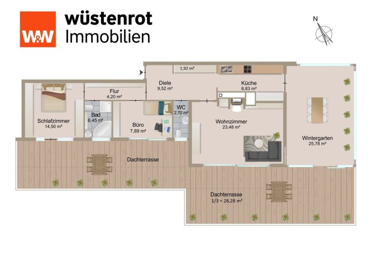 Immobilienangebot - München - Alle - Außergewöhnliche Dachterrassenwohnung mit zusätzlichem Wintergarten in Solln