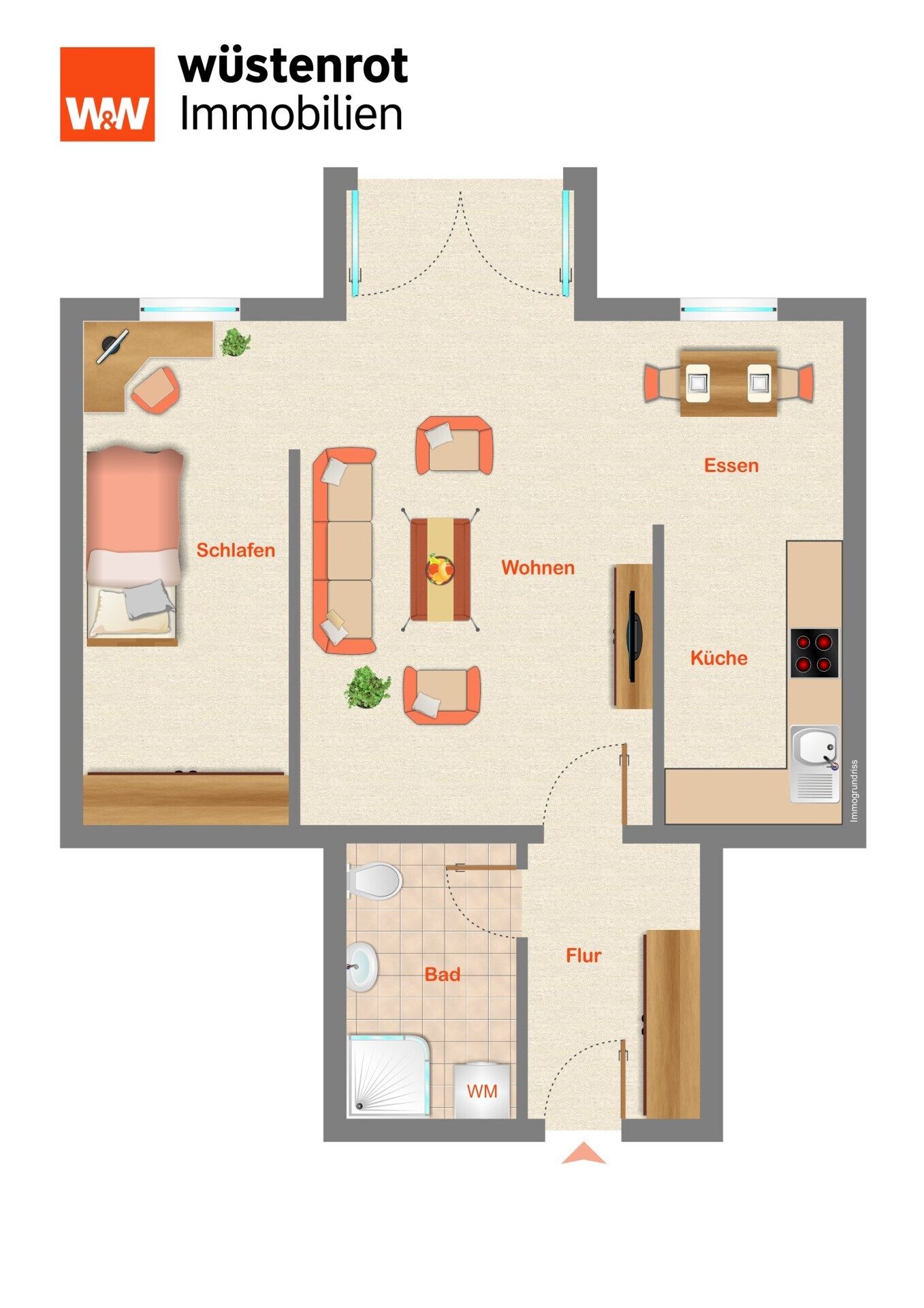Immobilienangebot - Eisenach - Alle - Vermietete 2-Zimmer-Erdgeschosswohnung mit Stellplatz - ideal für Kapitalanleger & Eigennutzer