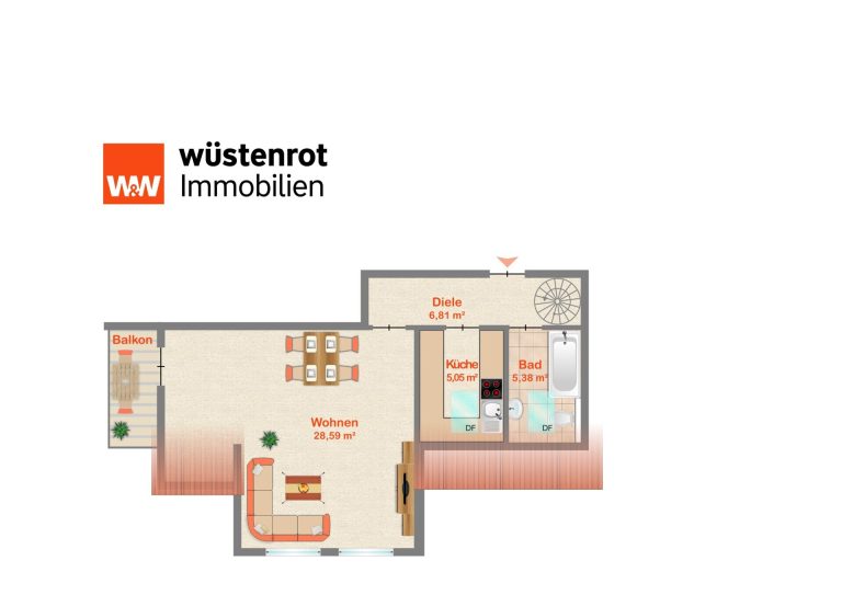 Immobilienangebot - Neufahrn - Alle - Helle, gut geschnittene 3-Zi.-Maisonette-Wohnung mit Balkon