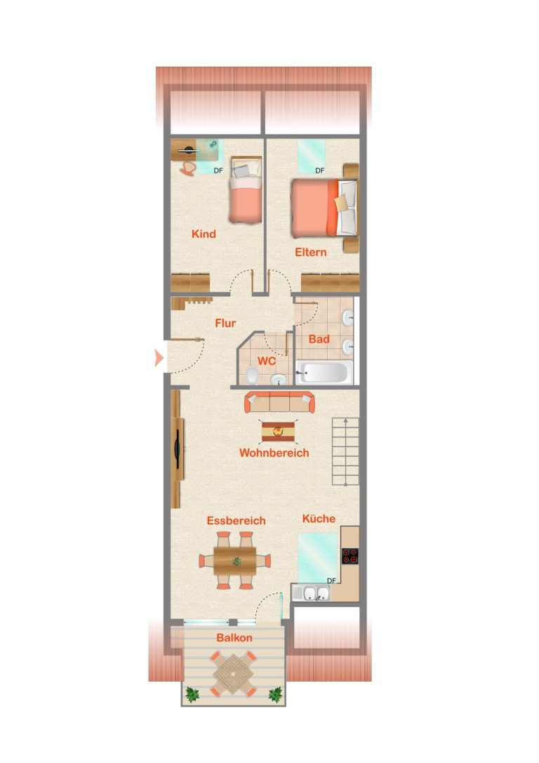 Immobilienangebot - Sindelfingen - Alle - Charmante 3-Zimmer-Dachgeschoßwohnung mit Galerie und sonnigem Balkon