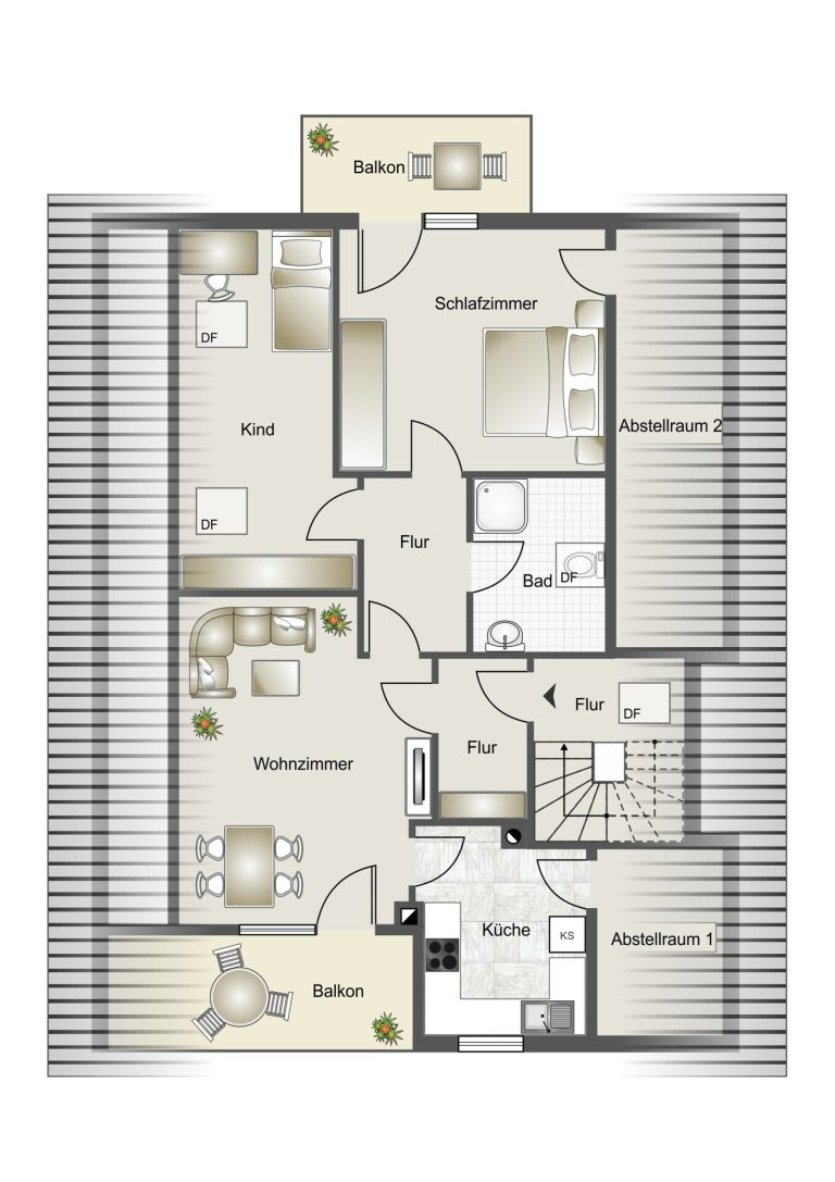 Immobilienangebot - Oberstenfeld / Prevorst - Alle - Wohnen im Grünen: Dachgeschosswohnung mit zwei Balkonen in Prevorst