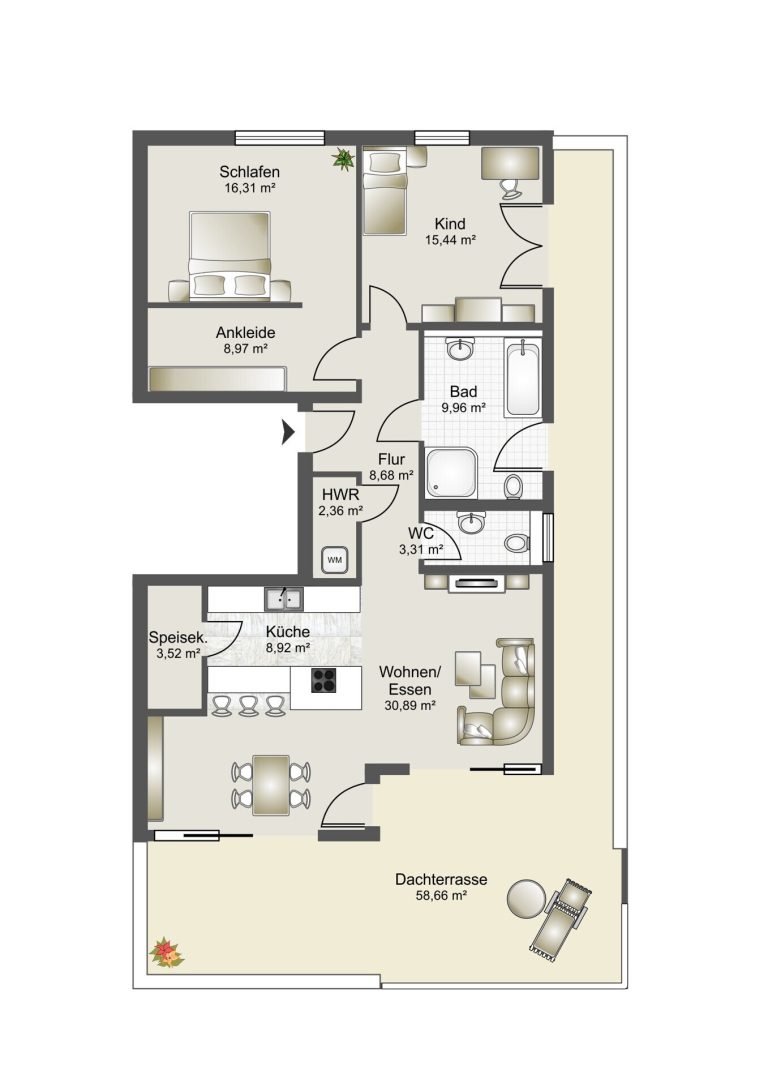 Immobilienangebot - Leingarten - Alle - Neuwertige 3,5 Zimmer Penthouse-Wohnung in Randlage und Blick auf Wiesen und Felder - frei in 2026