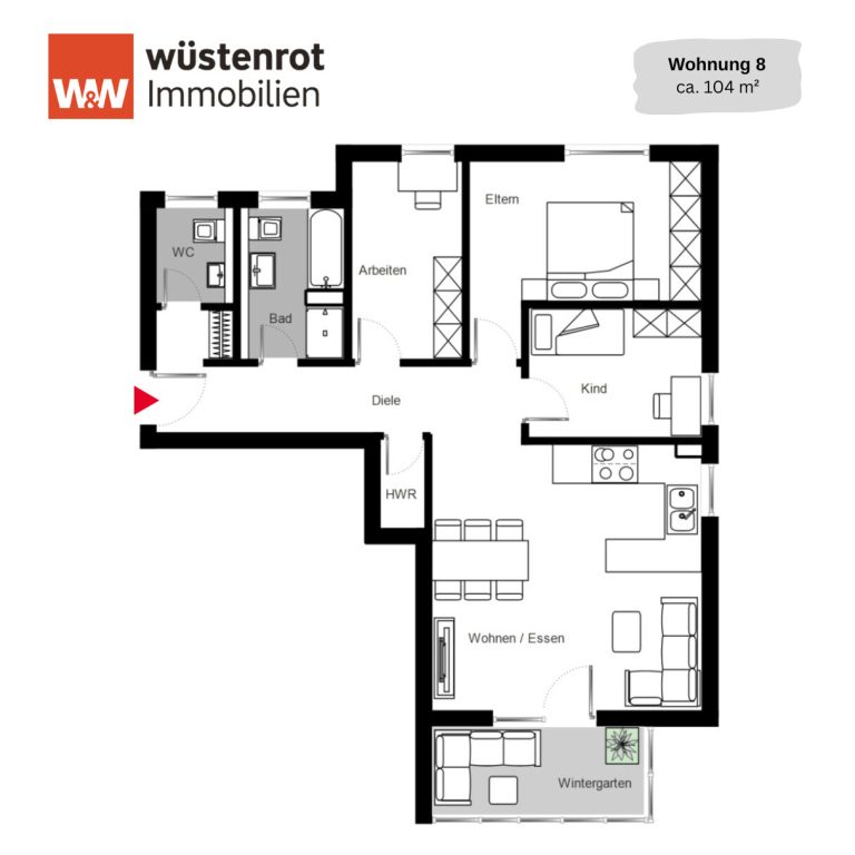 Immobilienangebot - Nieder-Olm - Alle - Ihr neues Zuhause: Helle 4-Zimmer-Wohnung mit Wintergarten, 2 Stellplätzen & ideal für Familien