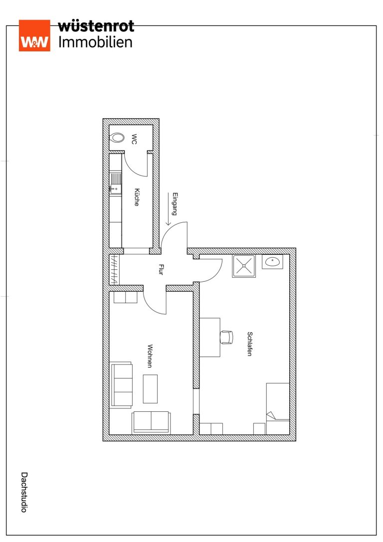 Immobilienangebot - Ludwigsburg - Alle - Dachstudio Wohnung - zentrale und gefragte Wohnlage in Ludwigsburg