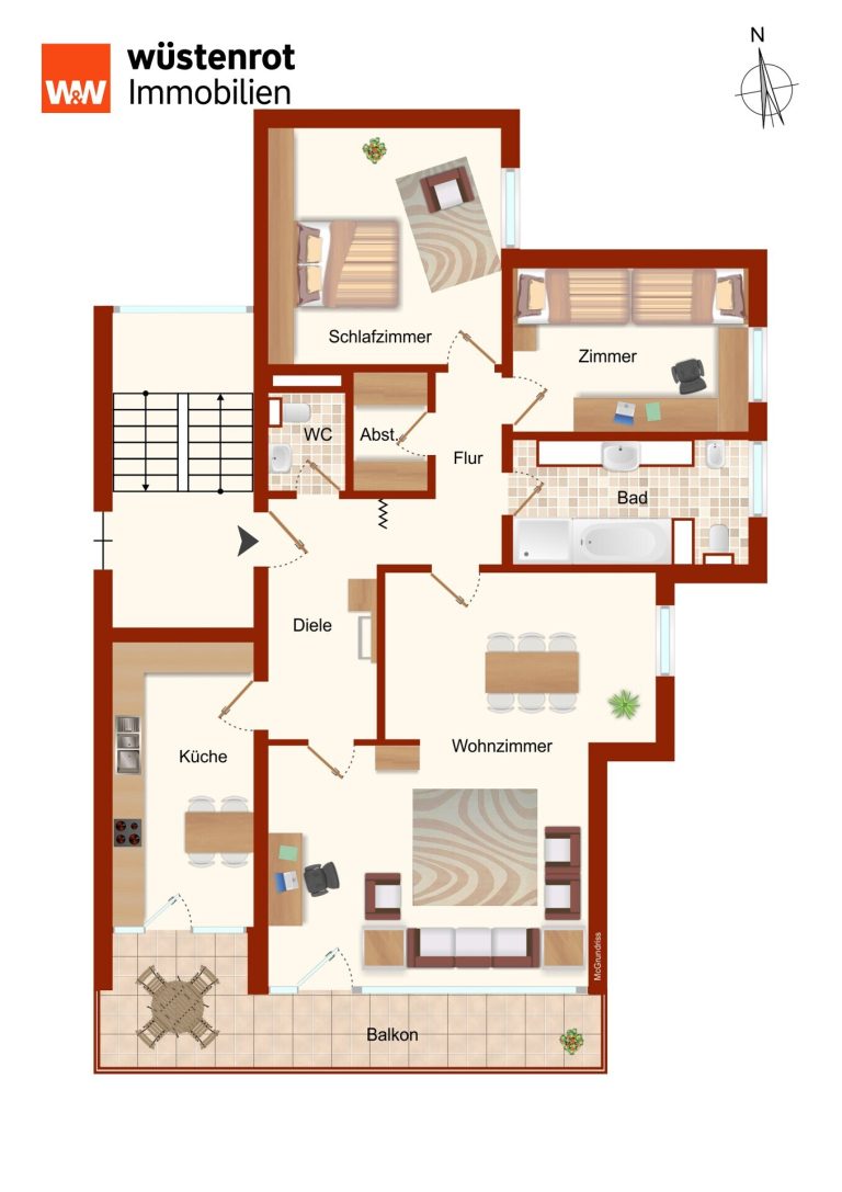 Immobilienangebot - Friedrichshafen / Manzell - Alle - Charmante 3,5 - 4-Zimmer-Wohnung im OG mit großer Sonnenloggia