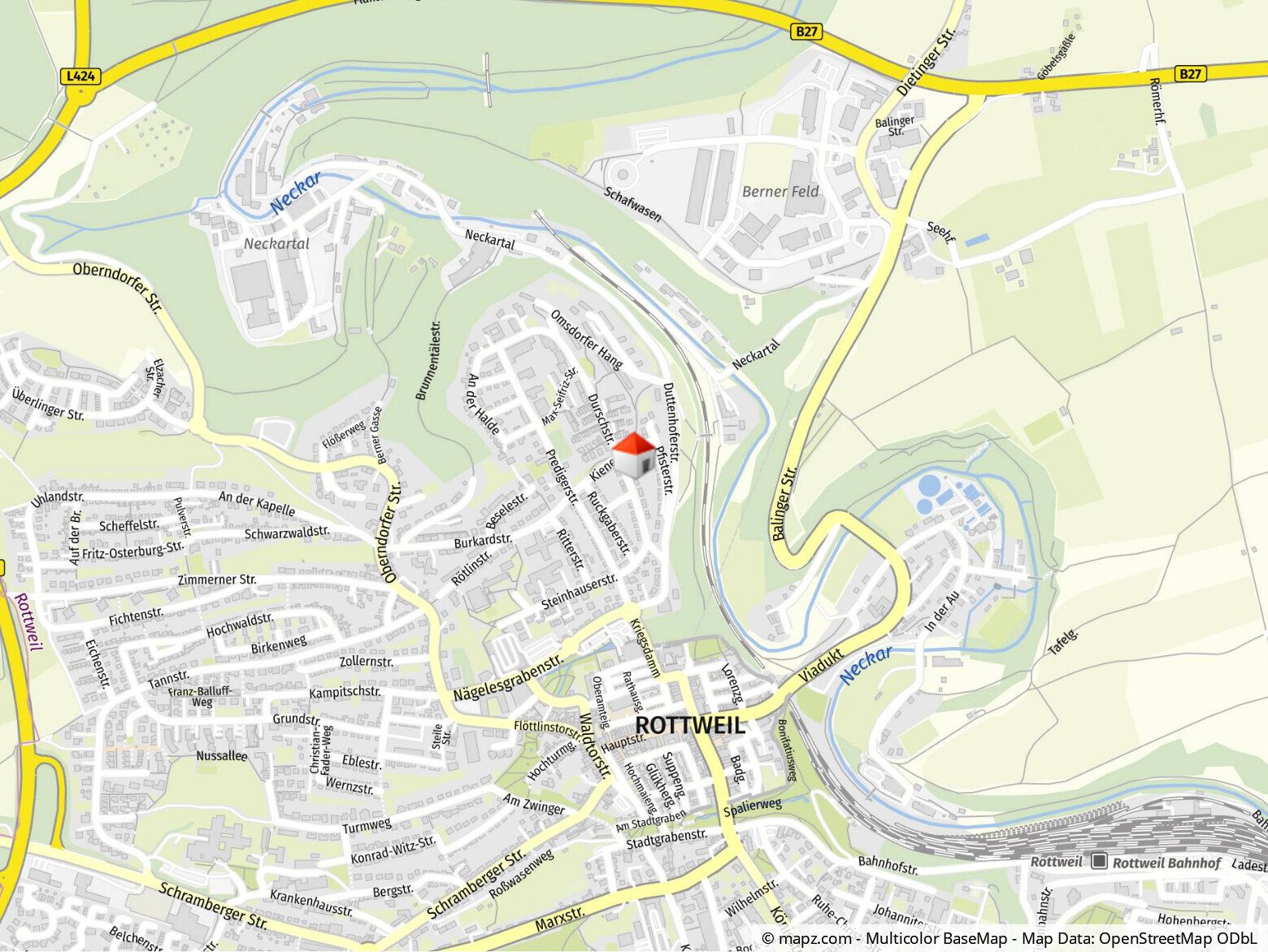 Immobilienangebot - Rottweil - Alle - Allein oder zu zweit ankommen im Hochparterre. 3 Zimmer, ca. 59 m². 
Mit Balkon. Küche vorhanden.
