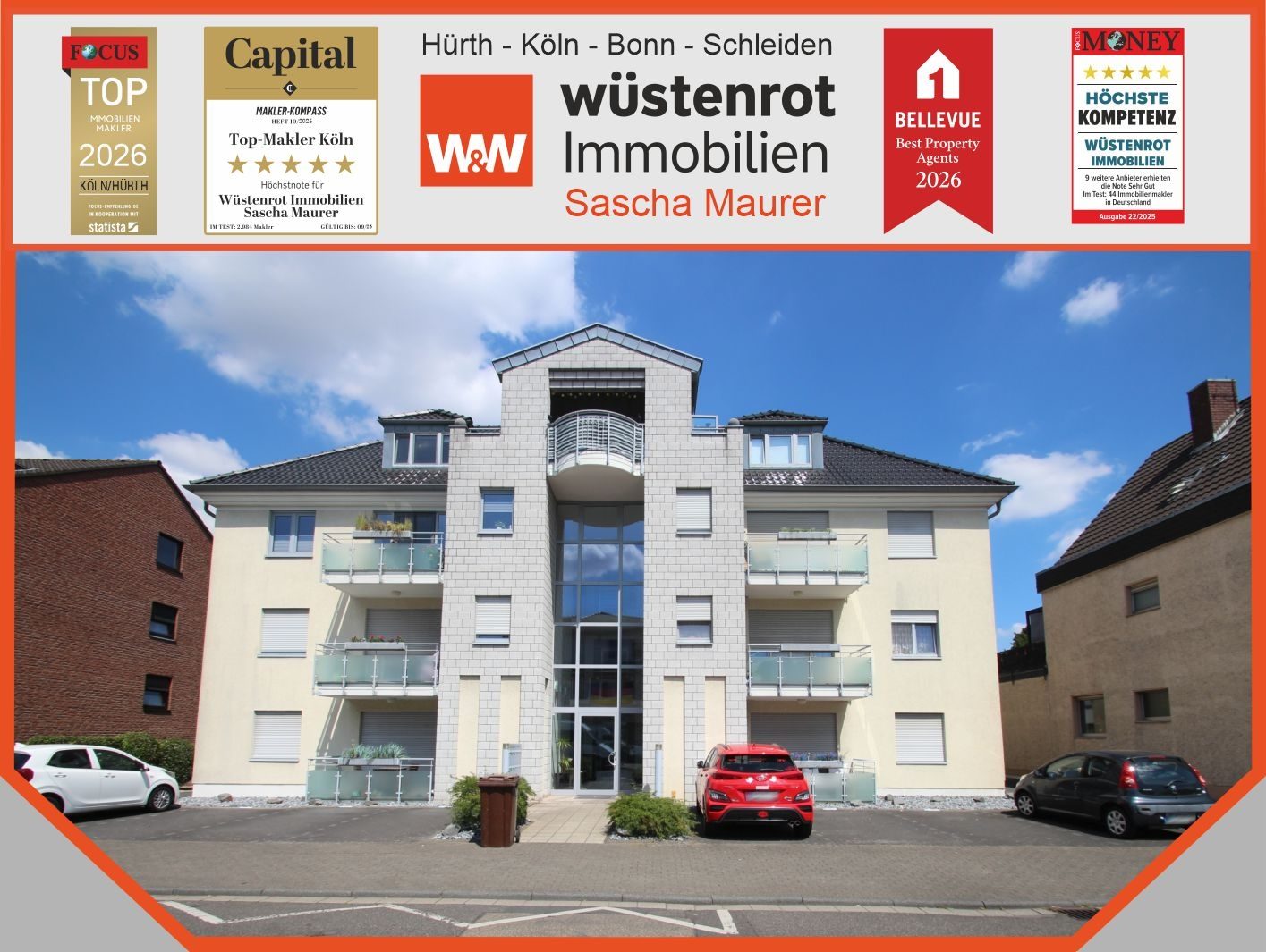 Immobilienangebot - Pulheim - Alle - Mit 3D Rundgang: Ideal für Paare! Moderne 2-Zimmer-Wohnung mit Balkon im Herzen von Pulheim