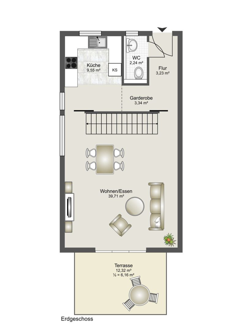 Immobilienangebot - Leingarten - Alle - Familienfreundliche "Doppelhaushälfte" mit pflegeleichtem Garten und viel Platz auf drei Etagen