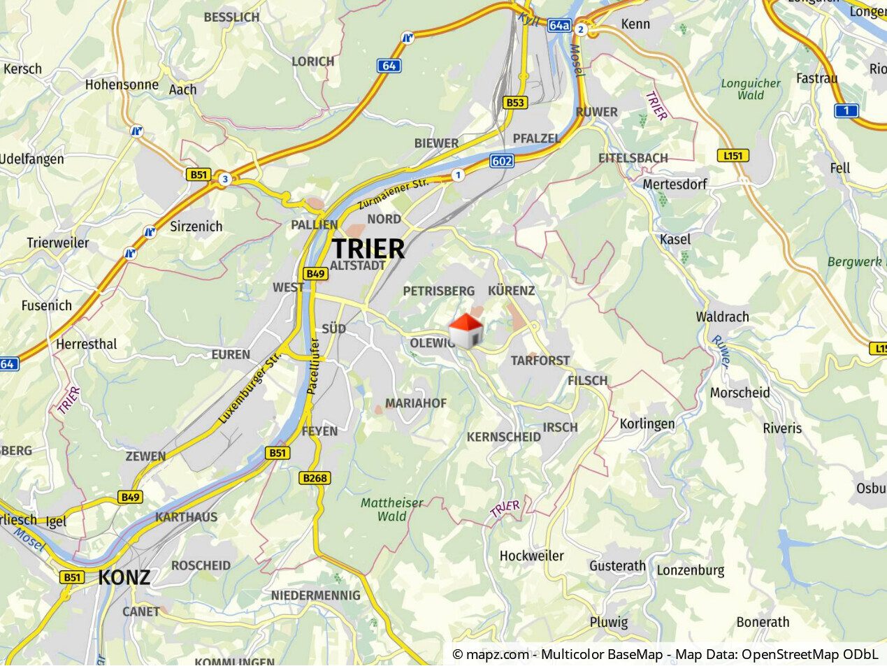Immobilienangebot - Trier / Olewig - Alle - Gepflegte 2-Zimmer-Wohnung mit Balkon, Einbauküche und Tiefgaragenstellplatz in Trier-Olewig