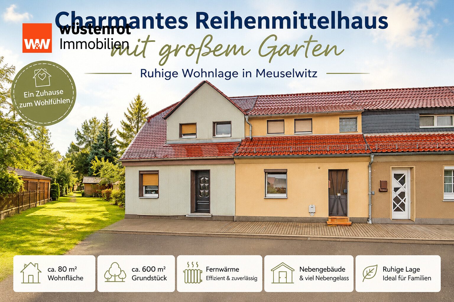 Immobilienangebot - Meuselwitz - Alle - Gemütliches Eigenheim mit 600 m² Grundstück, Gartenidylle & Fernwärme